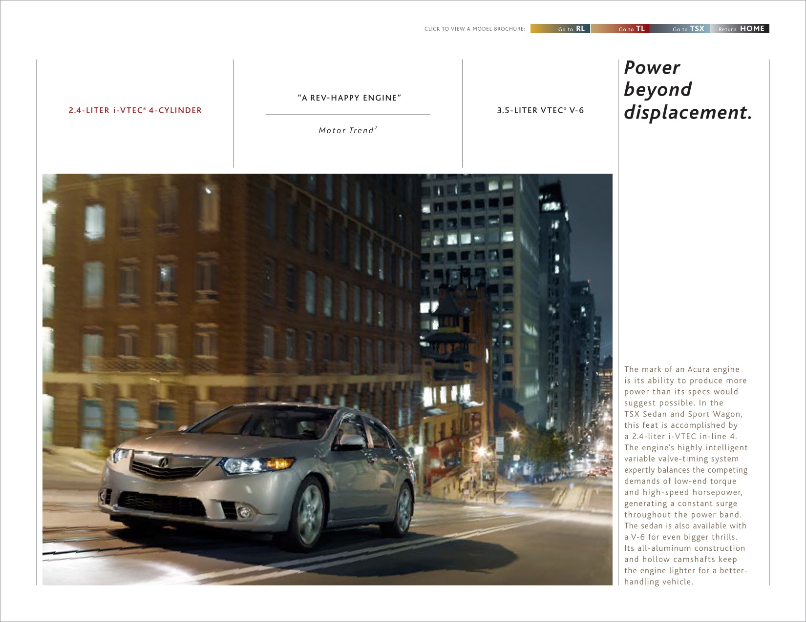 2012 Acura RL TL TSX Brochure Page 6